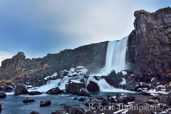 Oxararfoss Waterfall Pingvillir National Park Iceland